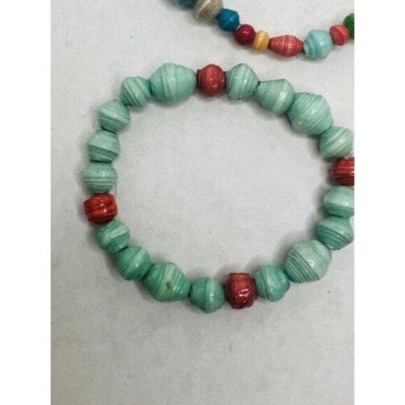 Noonday Collection Bead Bracelets 6 Paper Bead Bracelets Multicolor Tassel - Picture 5 of 6